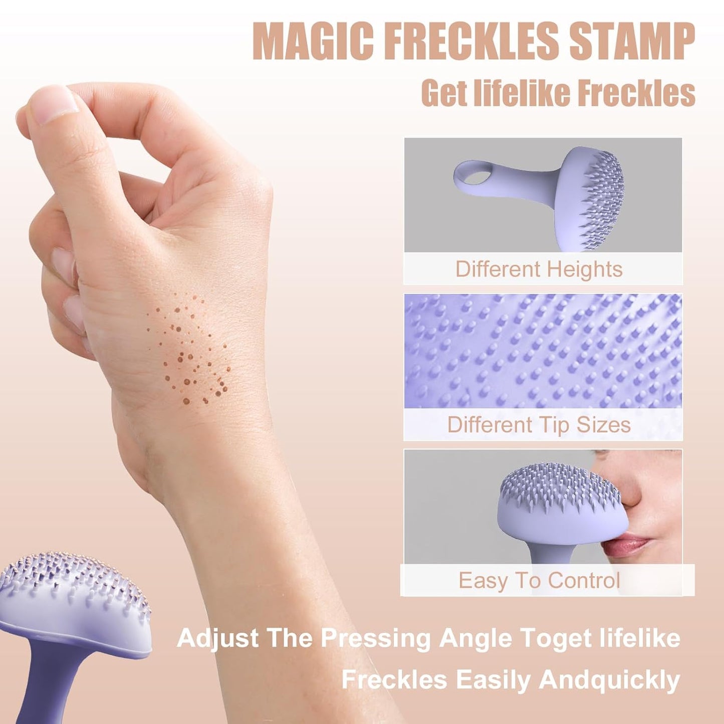 Silicone Freckle Stamp, Magic Freckle Stamp Waterproof Faux Freckles Applicator, Portable for Natural Freckles Makeup Tool ๏ผPurple๏ผ